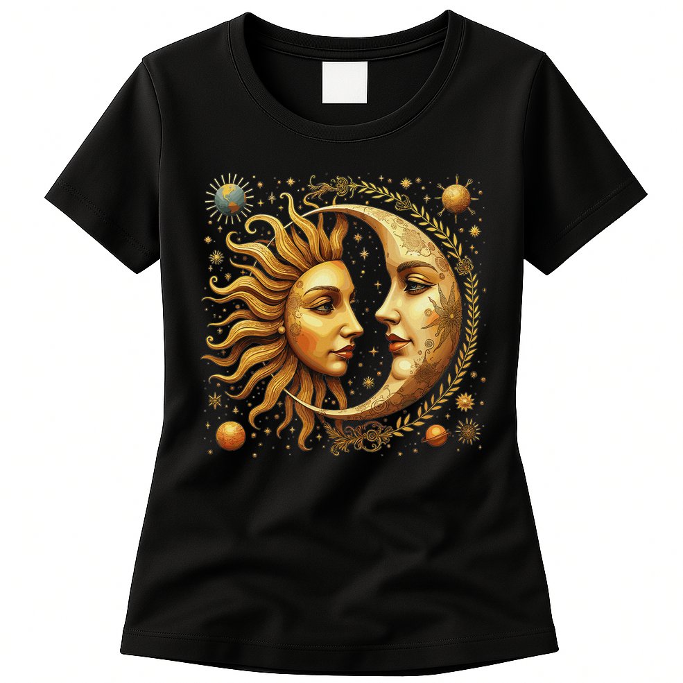 Celestial Moon And Sun Astrology Womens T-Shirt