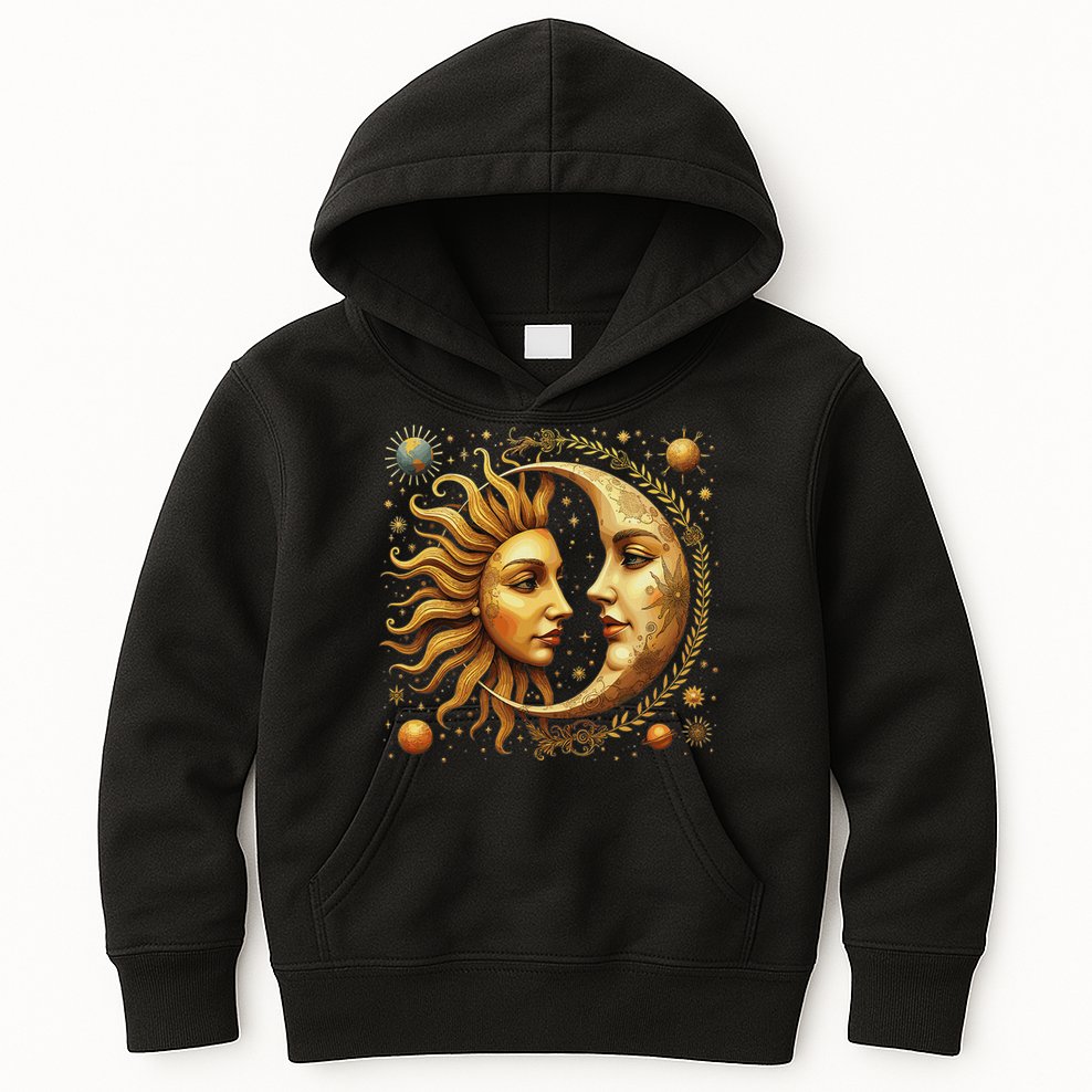 Celestial Moon And Sun Astrology Kids Hoodie