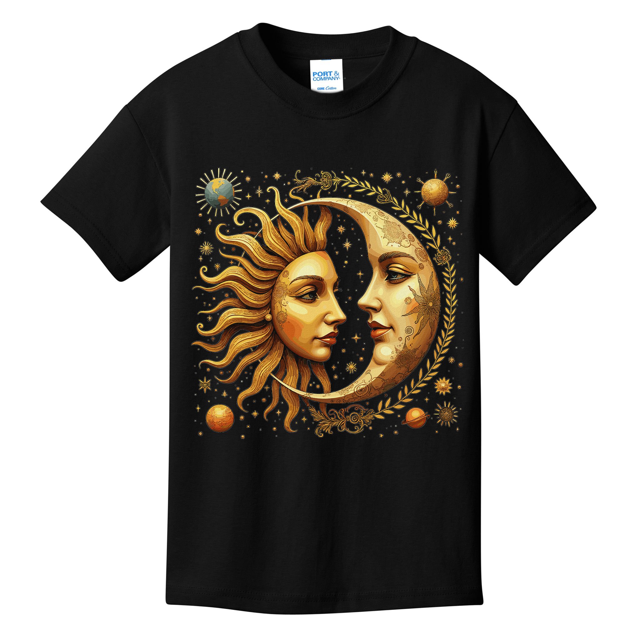 Celestial Moon And Sun Astrology Kids T-Shirt