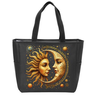 Celestial Moon And Sun Astrology Zip Tote Bag
