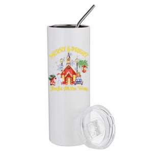 Cute Merry And Bright Jingle All The Way Colorful Christmas Stainless Steel Tumbler