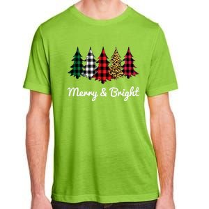 Cute Merry And Bright Leopard Plaid Christmas Tree Adult ChromaSoft Performance T-Shirt