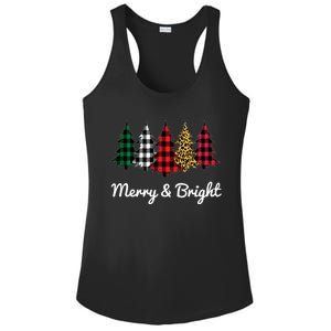 Cute Merry And Bright Leopard Plaid Christmas Tree Ladies PosiCharge Competitor Racerback Tank