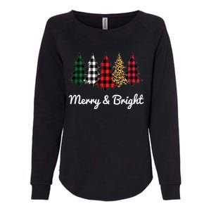 Cute Merry And Bright Leopard Plaid Christmas Tree Womens California Wash Sweatshirt