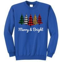 Cute Merry And Bright Leopard Plaid Christmas Tree Sweatshirt