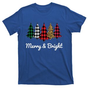 Cute Merry And Bright Leopard Plaid Christmas Tree T-Shirt