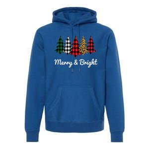 Cute Merry And Bright Leopard Plaid Christmas Tree Premium Hoodie