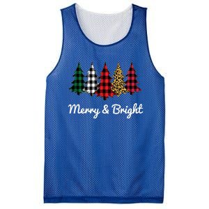 Cute Merry And Bright Leopard Plaid Christmas Tree Mesh Reversible Basketball Jersey Tank