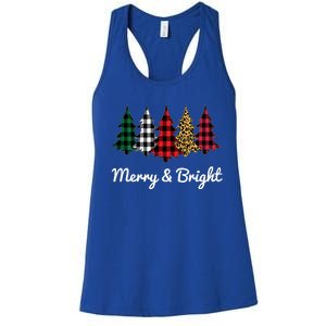 Cute Merry And Bright Leopard Plaid Christmas Tree Women's Racerback Tank