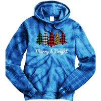 Cute Merry And Bright Leopard Plaid Christmas Tree Tie Dye Hoodie