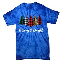 Cute Merry And Bright Leopard Plaid Christmas Tree Tie-Dye T-Shirt