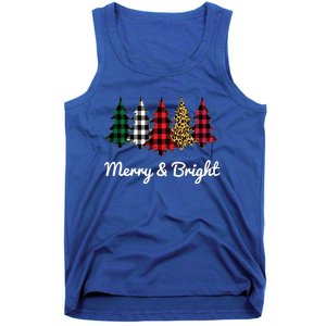 Cute Merry And Bright Leopard Plaid Christmas Tree Tank Top