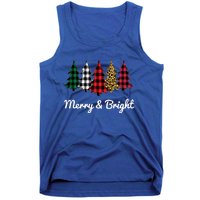 Cute Merry And Bright Leopard Plaid Christmas Tree Tank Top