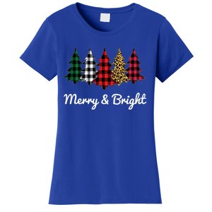 Cute Merry And Bright Leopard Plaid Christmas Tree Women's T-Shirt