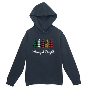 Cute Merry And Bright Leopard Plaid Christmas Tree Urban Pullover Hoodie