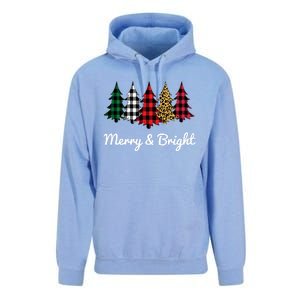 Cute Merry And Bright Leopard Plaid Christmas Tree Unisex Surf Hoodie