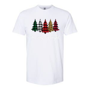 Cute Merry And Bright Leopard Plaid Christmas Tree Softstyle CVC T-Shirt