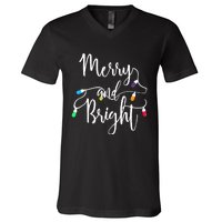 Cute Merry And Bright Christmas Lights V-Neck T-Shirt