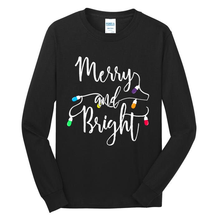 Cute Merry And Bright Christmas Lights Tall Long Sleeve T-Shirt