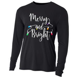 Cute Merry And Bright Christmas Lights Cooling Performance Long Sleeve Crew