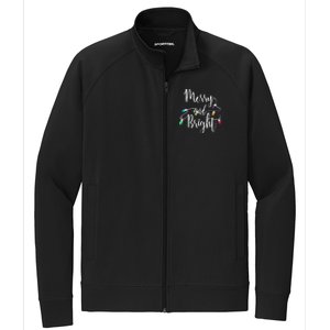 Cute Merry And Bright Christmas Lights Stretch Full-Zip Cadet Jacket