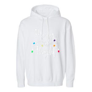 Cute Merry And Bright Christmas Lights Garment-Dyed Fleece Hoodie