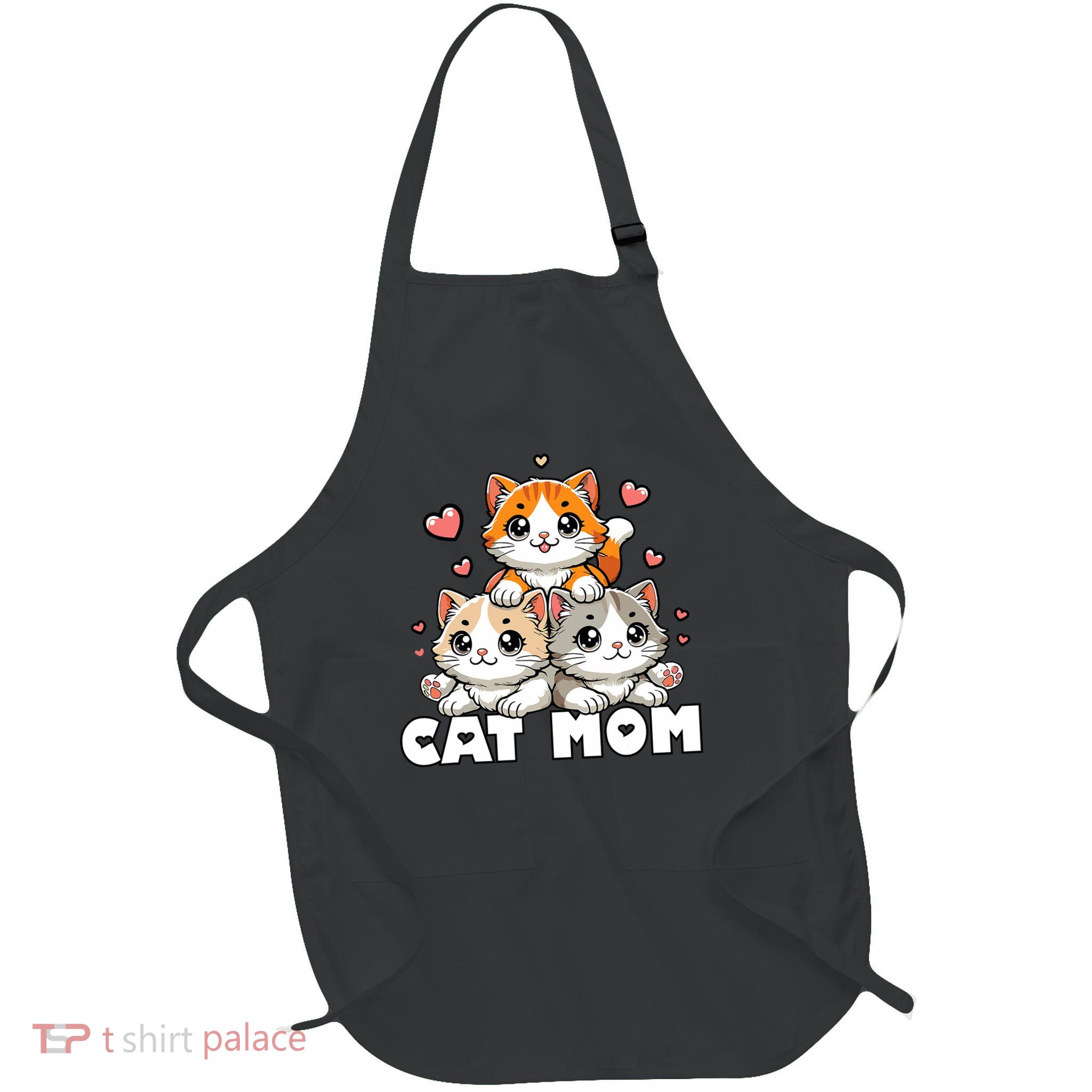 Cat Mom Adorable Whiskers And Paws Full-Length Apron With Pockets