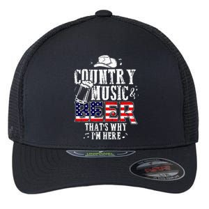 Country Music And Beer Thats Why Im Here Flexfit Unipanel Trucker Cap