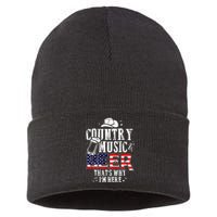 Country Music And Beer Thats Why Im Here Sustainable Knit Beanie