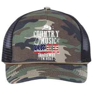 Country Music And Beer Thats Why Im Here Retro Rope Trucker Hat Cap