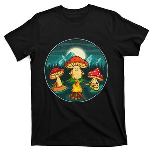 Camper Mushroom Amanita Muscaria Playing Guitar Hilarious T-Shirt