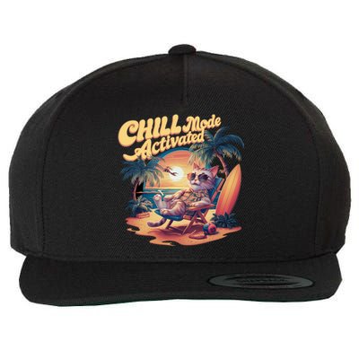 Chill Mode Activated Funny Cat Vacay Vibes Only Meow Kitty Gift Wool Snapback Cap