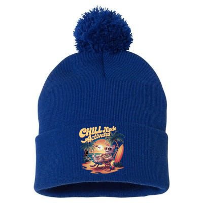 Chill Mode Activated Funny Cat Vacay Vibes Only Meow Kitty Gift Pom Pom 12in Knit Beanie