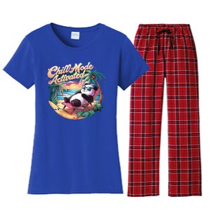 Chill Mode Activated Funny Cool Panda Bear Vacay Vibes Only Gift Women's Flannel Pajama Set