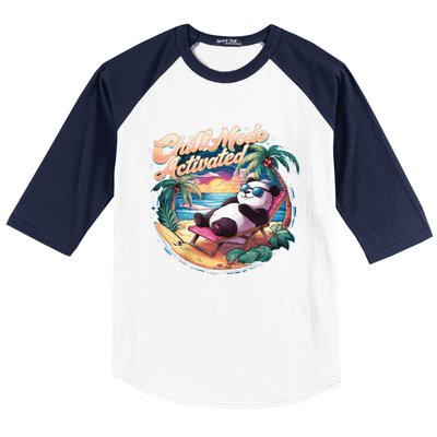 Chill Mode Activated Funny Cool Panda Bear Vacay Vibes Only Gift Baseball Sleeve Shirt