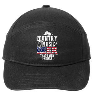 Country Music And Beer Thats Why Im Here Funny 7-Panel Snapback Hat