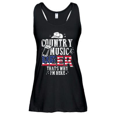 Country Music And Beer Thats Why Im Here Funny Ladies Essential Flowy Tank