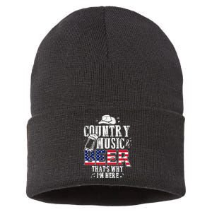 Country Music And Beer Thats Why Im Here Funny Sustainable Knit Beanie