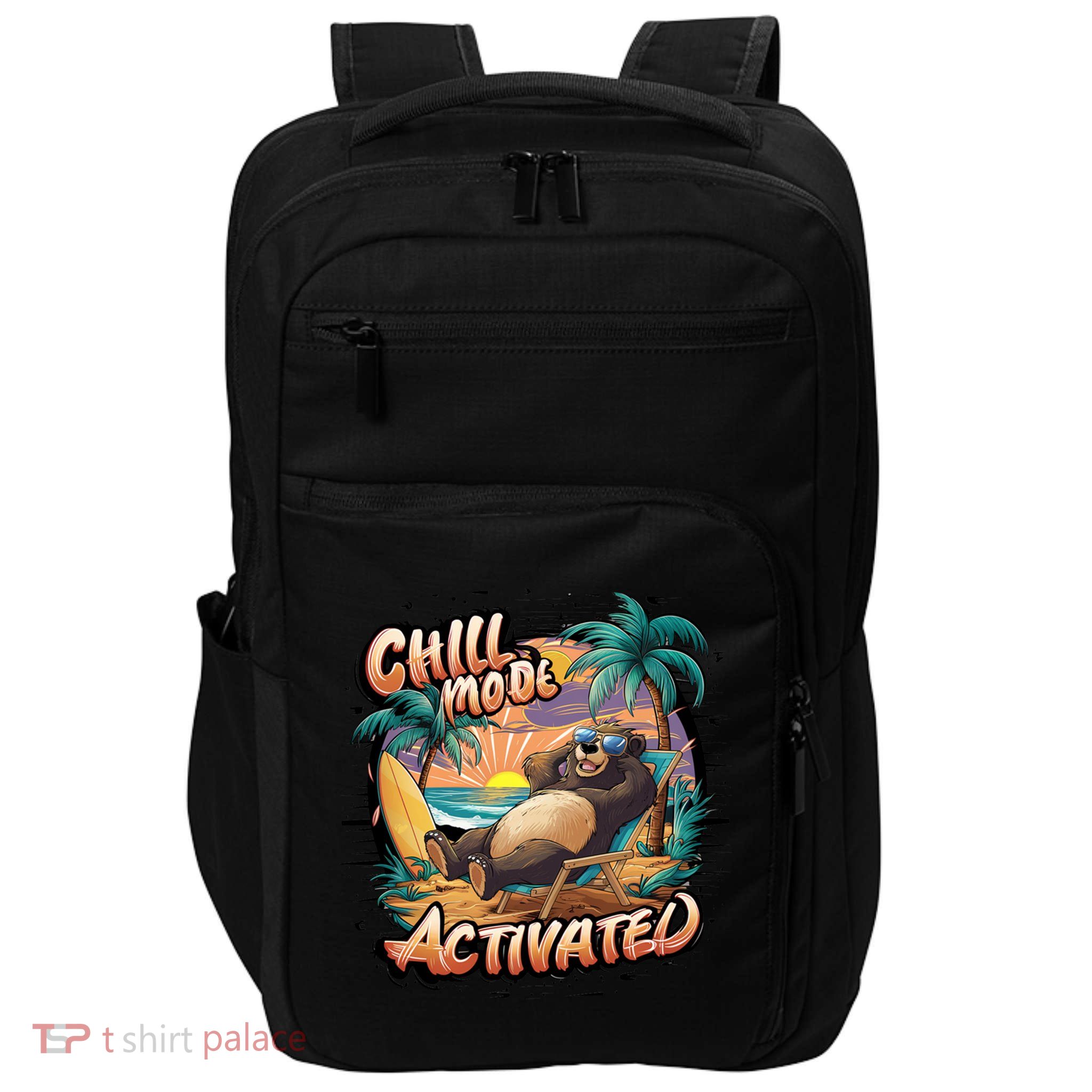 Chill Mode Activated Funny Grizzly Bear Vacay Vibes Only Gift Impact Tech Backpack