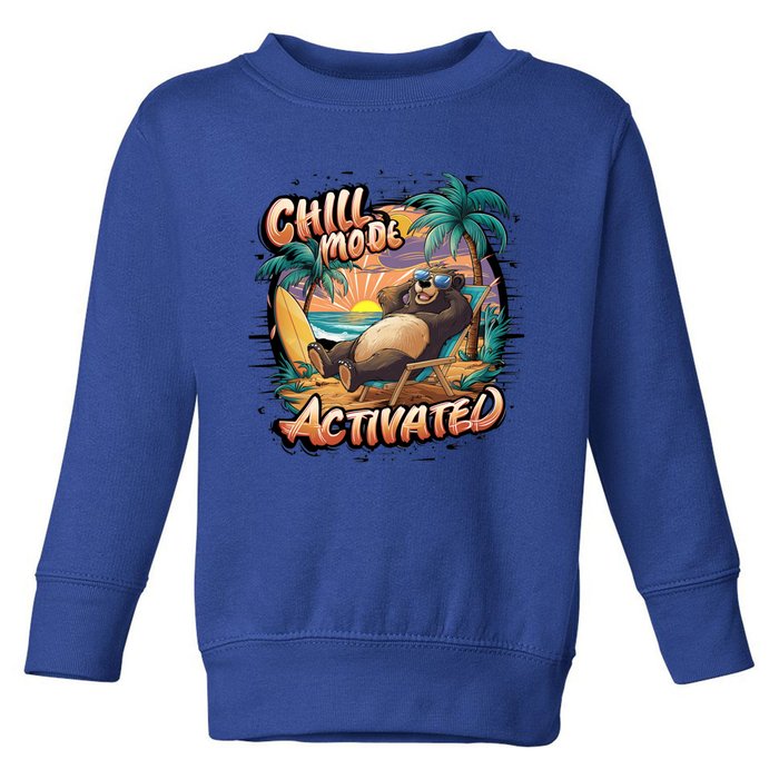 Chill Mode Activated Funny Grizzly Bear Vacay Vibes Only Gift Toddler Sweatshirt