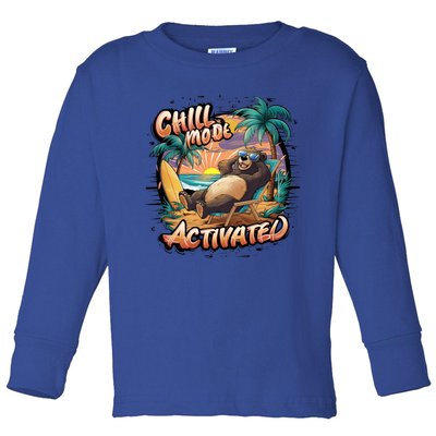 Chill Mode Activated Funny Grizzly Bear Vacay Vibes Only Gift Toddler Long Sleeve Shirt