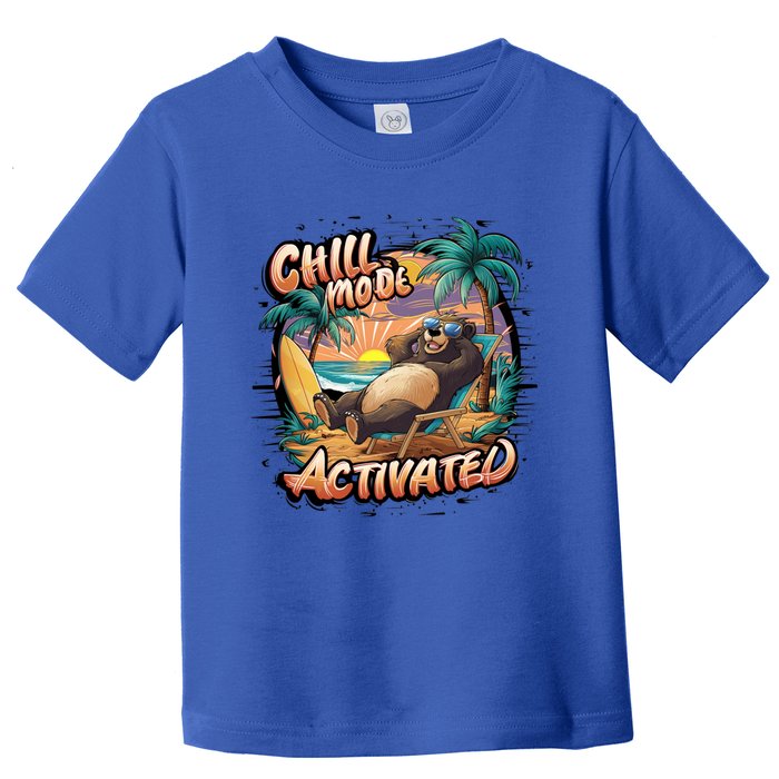 Chill Mode Activated Funny Grizzly Bear Vacay Vibes Only Gift Toddler T-Shirt