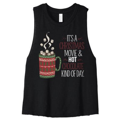 Christmas Movie And Hot Chocolate Kind Of Day Holiday Women's Racerback Cropped Tank