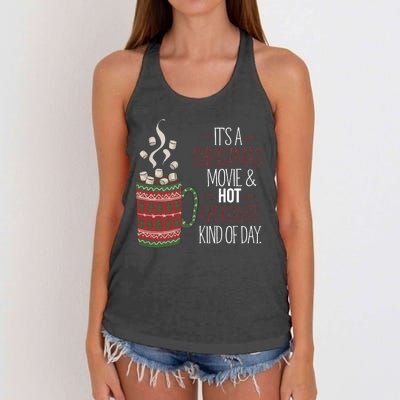 Christmas Movie And Hot Chocolate Kind Of Day Holiday Women's Knotted Racerback Tank