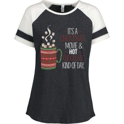 Christmas Movie And Hot Chocolate Kind Of Day Holiday Enza Ladies Jersey Colorblock Tee