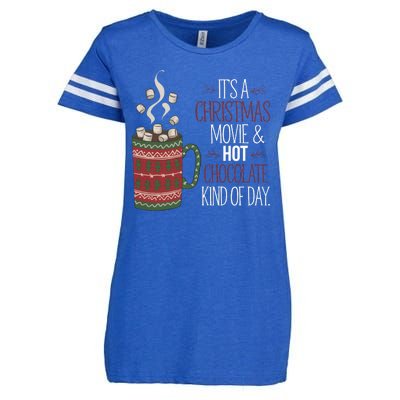 Christmas Movie And Hot Chocolate Kind Of Day Holiday Enza Ladies Jersey Football T-Shirt