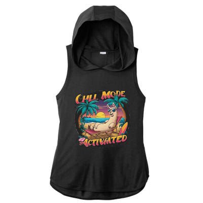 Chill Mode Activated Funny Lama Llama Alpaca Vacay Vibes On Gift Ladies PosiCharge Tri-Blend Wicking Draft Hoodie Tank