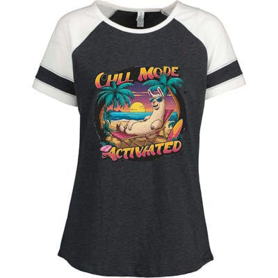 Chill Mode Activated Funny Lama Llama Alpaca Vacay Vibes On Gift Enza Ladies Jersey Colorblock Tee