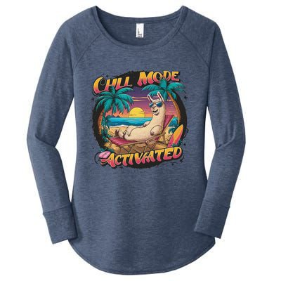 Chill Mode Activated Funny Lama Llama Alpaca Vacay Vibes On Gift Women's Perfect Tri Tunic Long Sleeve Shirt