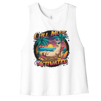 Chill Mode Activated Funny Lama Llama Alpaca Vacay Vibes On Gift Women's Racerback Cropped Tank